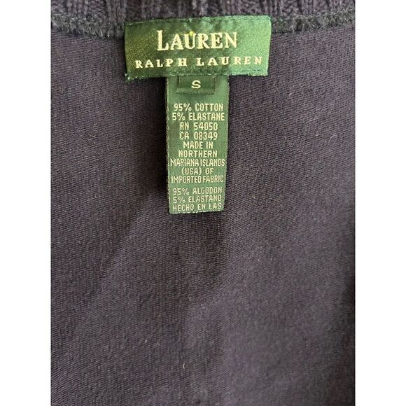 Lauren Ralph Lauren Navy Blue V- neck Button front cardigan Sz small - Picture 5 of 6
